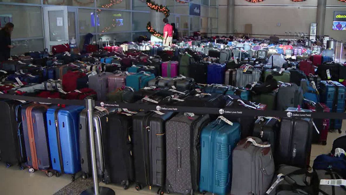 Sea of unclaimed bags at Dallas Love Field